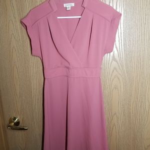 Dusty Rose V Neck A Line Dress